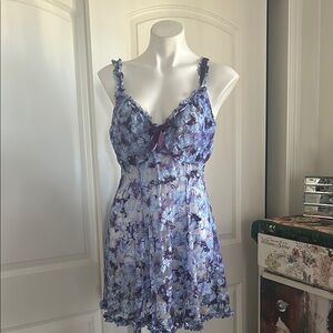 Purple Chemise with V-Neckline and Spaghetti Straps